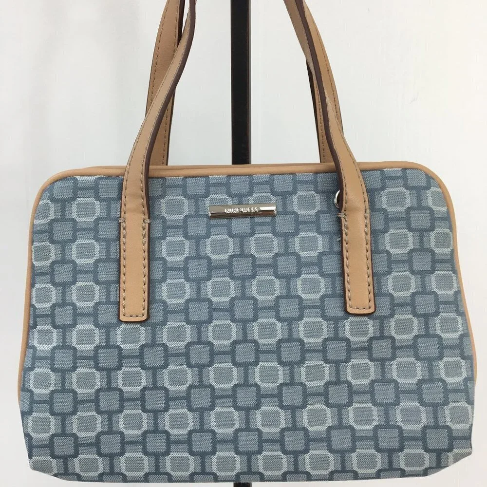 Nine West Retro Geometric Fabric Mini Satchel Wallet Bag GREAT Condition